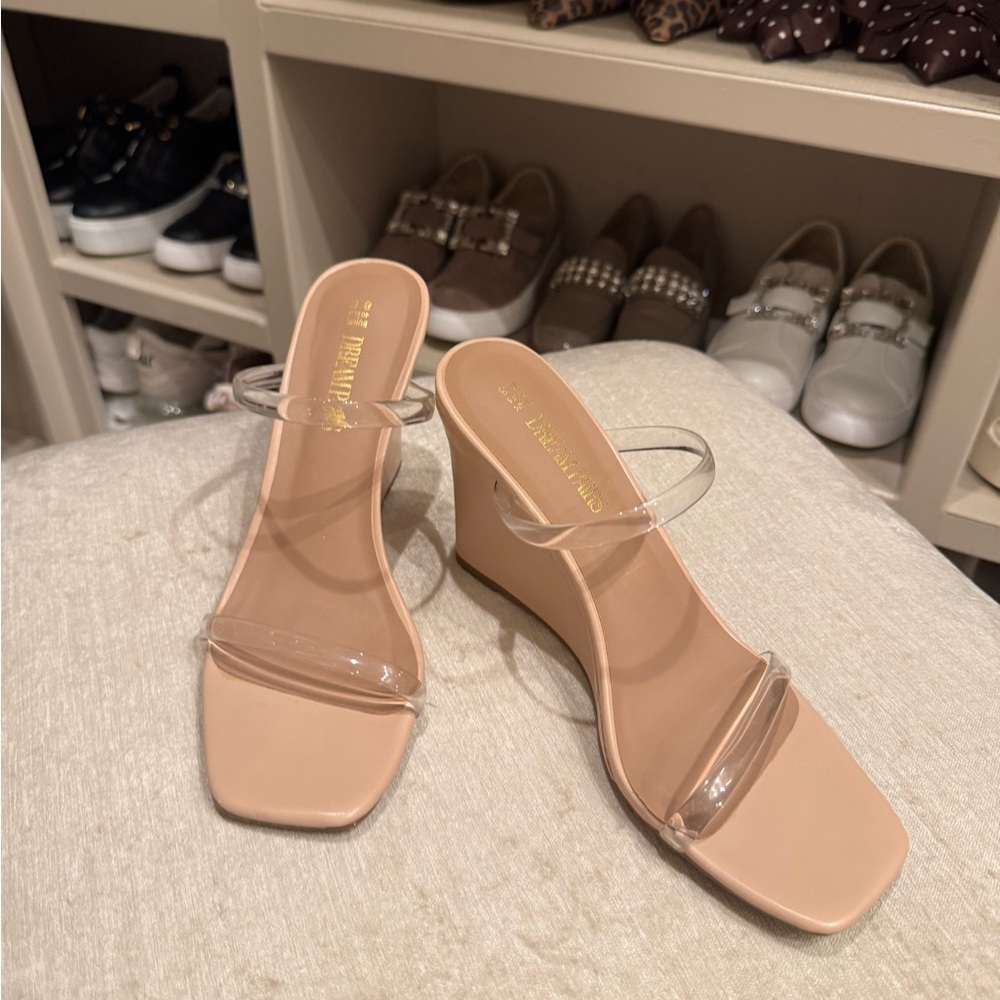 Dream Pairs Nude Clear-Strap Wedge Sandals